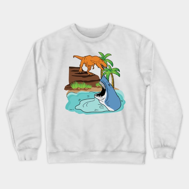 Shark And Dinosaur For Boys Crewneck Sweatshirt by macshoptee